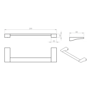 GLAMOUR držiak uterákov 300x82mm, chróm 572130