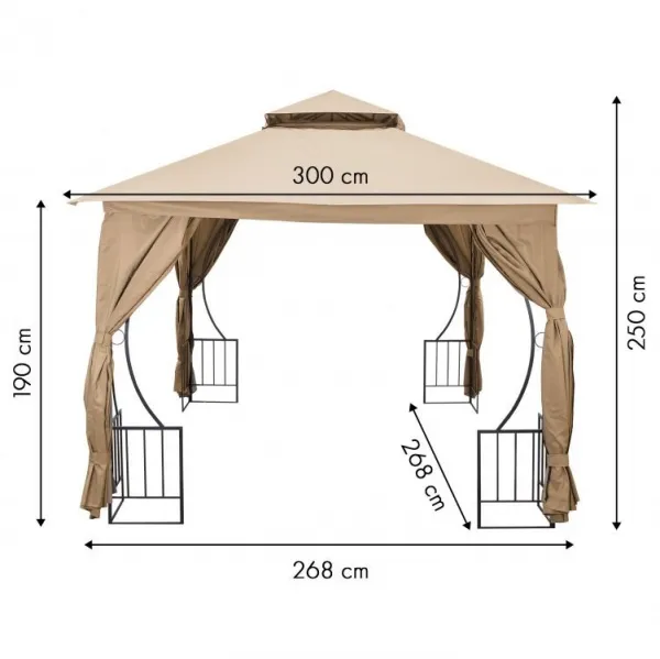 Záhradný altánok Outsunny s moskytiérou 3x3m BEIGE