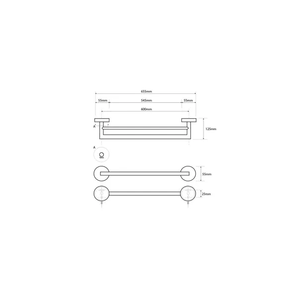 SAPHO - X-STEEL dvojitý držák ručníků 600, nerez mat XS403