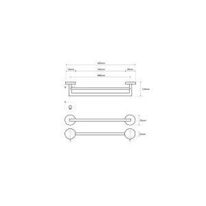 SAPHO - X-STEEL dvojitý držák ručníků 600, nerez mat XS403