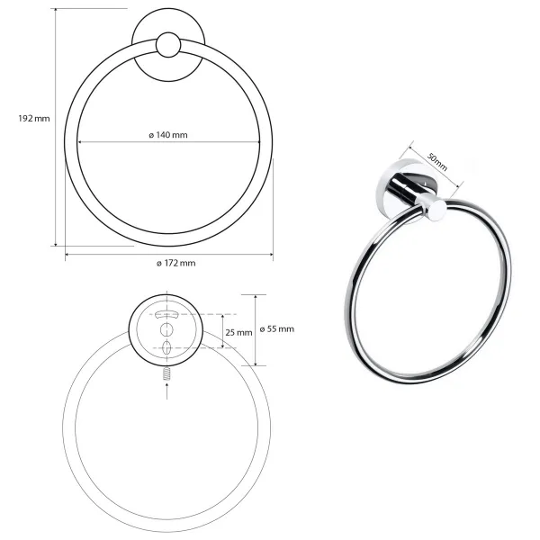 SAPHO - X-ROUND E držák ručníků kruh, chrom XR411