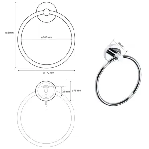 SAPHO - X-ROUND E držák ručníků kruh, chrom XR411