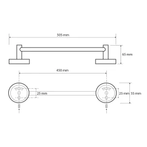 SAPHO - X-ROUND E držák ručníků 450, chrom XR408