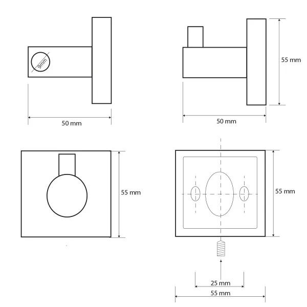 SAPHO - X-SQUARE háček, chrom XQ203