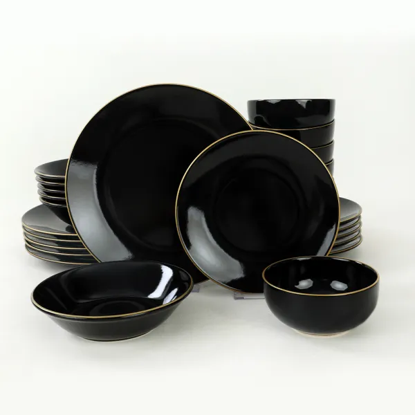 ASIR Porcelánová jedálenská súprava 24 ks BLACK čierne zlato