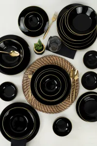 ASIR Porcelánová jedálenská súprava 24 ks BLACK čierne zlato