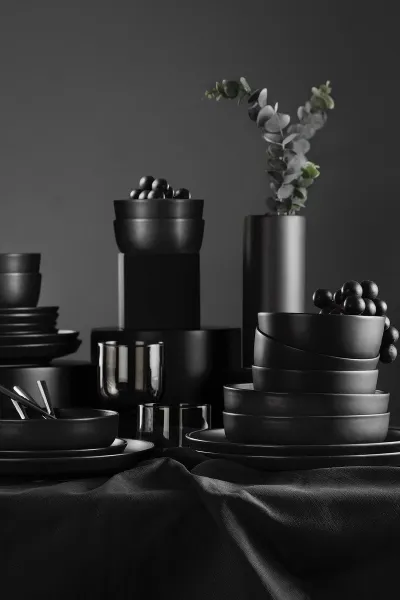 ASIR Porcelánová jedálenská súprava 18 ks VINE matná čierna