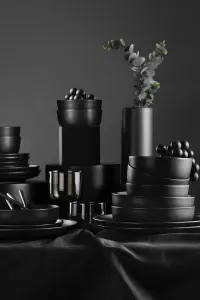 ASIR Porcelánová jedálenská súprava 18 ks VINE matná čierna