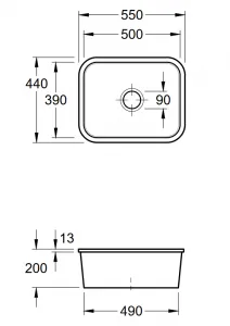 VILLEROY & BOCH VILLEROY & BOCH - Keramický drez Cisterna 60C chromit podstavný 550 x 440 bez excentra 670601J0