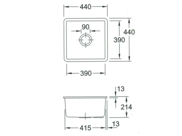 VILLEROY & BOCH VILLEROY & BOCH - Keramický drez Subway 50 SU Graphit podstavný 440 x 440 bez excentra 332501i4