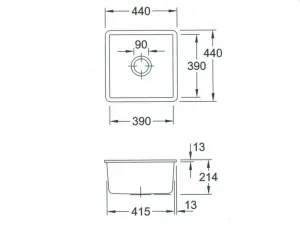 VILLEROY & BOCH VILLEROY & BOCH - Keramický drez Subway 50 SU Graphit podstavný 440 x 440 bez excentra 332501i4