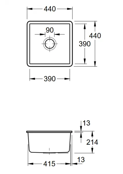 VILLEROY & BOCH VILLEROY & BOCH - Keramický drez Subway 50 SU Graphit podstavný 440 x 440 bez excentra 332501i4