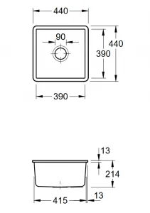 VILLEROY & BOCH VILLEROY & BOCH - Keramický drez Subway 50 SU Graphit podstavný 440 x 440 bez excentra 332501i4