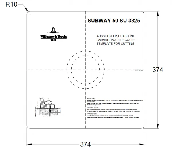 VILLEROY & BOCH VILLEROY & BOCH - Keramický drez Subway 50 SU Graphit podstavný 440 x 440 bez excentra 332501i4