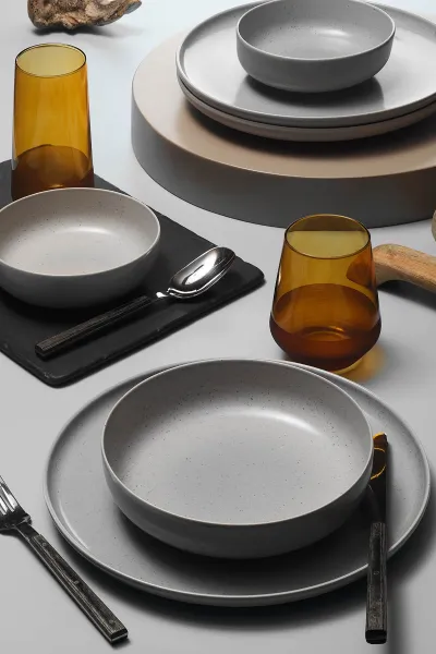 ASIR Porcelánová jedálenská súprava (18 ks) sivá