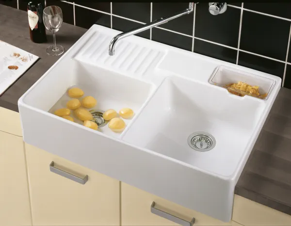VILLEROY & BOCH VILLEROY & BOCH - Keramický drez Double-bowl sink Stone white modulový 895 x 630 x 220 bez excentra 632391RW