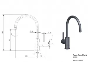 Reginox Reginox - Drezová batéria CANO, Gun Metal R30486