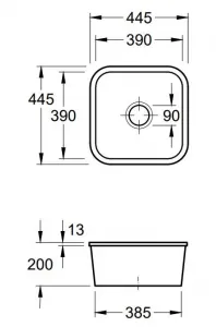 VILLEROY & BOCH VILLEROY & BOCH - Keramický drez Cisterna 50 Cream podstavný 445 x 445 bez excentru 670301KR