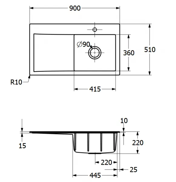 VILLEROY & BOCH VILLEROY & BOCH - Keramický drez Villeroy & Boch Subway Style 50, 335101i4, Graphit 335101i4