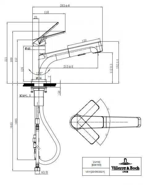 VILLEROY & BOCH VILLEROY & BOCH - Drezová batéria Villeroy & Boch Junis Shower, 928100LC, nerez 928100LC