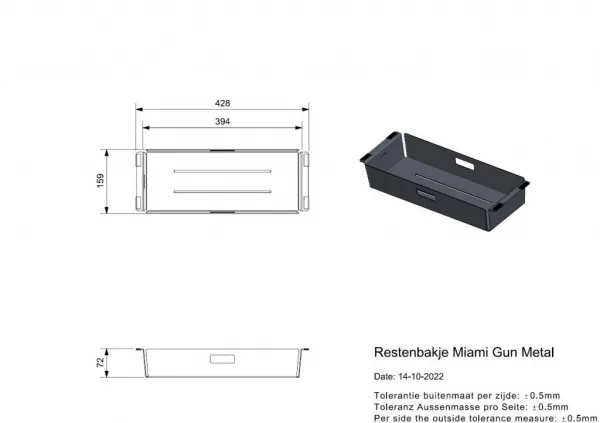 Reginox Príslušenstvo k drezom Reginox - dierovaná miska R30547, Gun Metal R30547