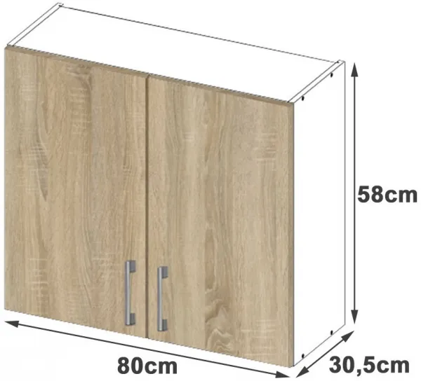 Ak furniture Kuchynská závesná skrinka Š 80 cm D2 Artus biela/sonoma