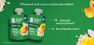 GERBER Kapsička organic ovocná mango a dula s kokosovým mliekom 80 g, 6+