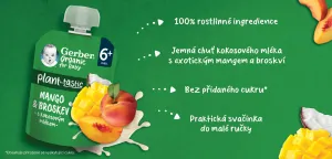 GERBER Kapsička organic ovocná mango a broskyňa s kokosovým mliekom 80 g, 6+