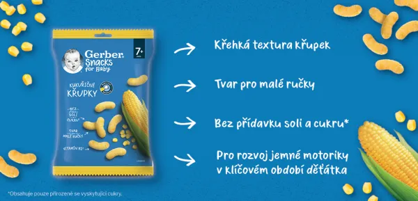 GERBER Snacks kukuričné chrumky 28 g, 7+