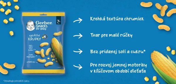 GERBER Snacks kukuričné chrumky 28 g, 7+