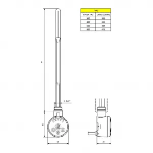AQUALINE - Ëlektricka vykurovacia tyč s termostatom, 800 W, biela TMG304