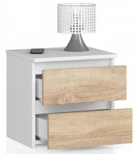 Ak furniture Noční stolek CL2 40 cm bílý/dub sonoma