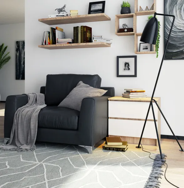 Ak furniture Komoda Kuba 60 cm - 2 zásuvky dub sonoma/biela
