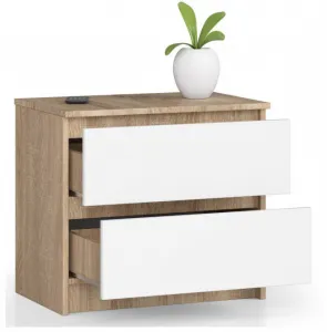 Ak furniture Komoda Kuba 60 cm - 2 zásuvky dub sonoma/biela