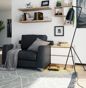 Ak furniture Komoda Kuba 60 cm - 2 zásuvky dub sonoma/biela