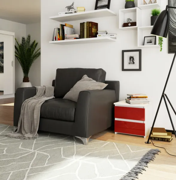 Ak furniture Nočný stolík CL2 40 cm biely/červený lesk