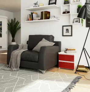 Ak furniture Nočný stolík CL2 40 cm biely/červený lesk