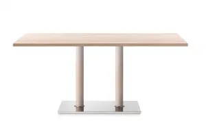 Jedálenský stôl na dvojitej centrálnej nohe MOD 405 INOX - WOOD Farba: Caffe Marrone