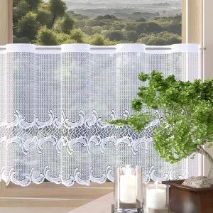 Záclona žakárová, Belinda vitrážka metráž, biela 60 cm