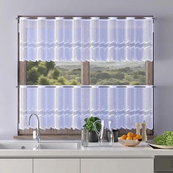 Záclona žakárová, Belinda vitrážka metráž, biela 60 cm