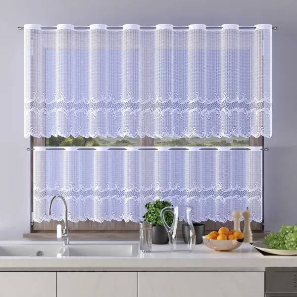 Záclona žakárová, Belinda vitrážka metráž, biela 60 cm