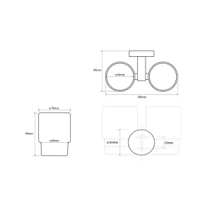 SAPHO - X-ROUND dvojitý držák skleniček, mléčné sklo, chrom XR902