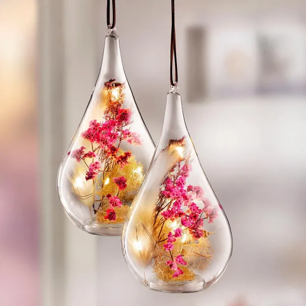 Weltbild LED Skleněná závěsná dekorace Flora, 2 ks