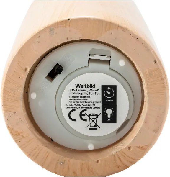 Weltbild LED Svíčky Wood, sada 3 ks