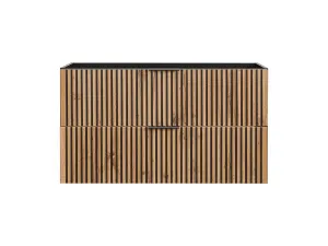 Comad Závěsná skříňka Casad Smile s deskou a umyvadlem 100 cm černá/dub wotan