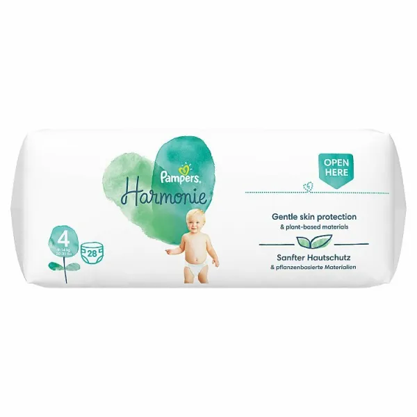 Pampers Harmonie, Veľkosť 4, 28 Plienky, 9kg-14kg
