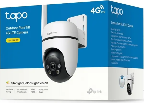TP-Link Tapo C501GW 4G LTE venkovní-outdoor kamera (2MP, PTZ,Full HD 1080p,WiFi, 4GLTE,1xGbE,PoE,IR 30m,microSD)