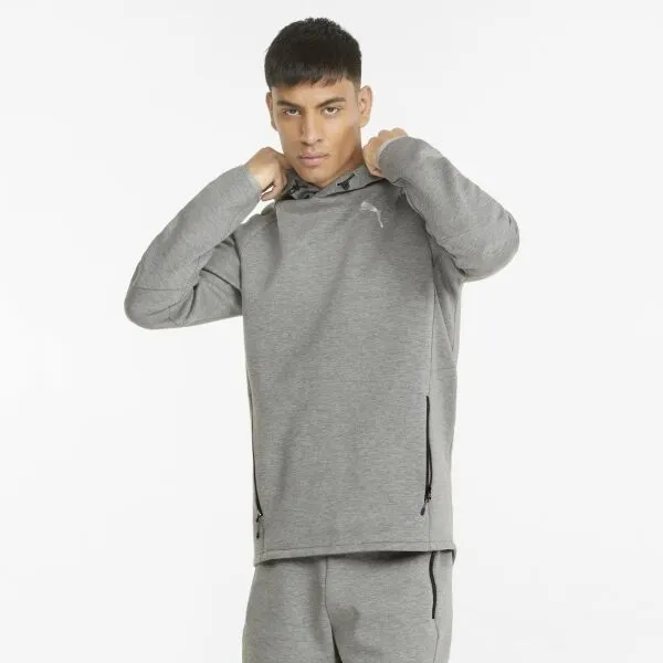 Puma EVOSTRIPE HOODIE Športová mikina, sivá, veľkosť