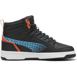 Puma REBOUND V6  MID TECHIE BUDDY JR Detská obuv na voľný čas, čierna, veľkosť 38