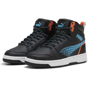 Puma REBOUND V6  MID TECHIE BUDDY JR Detská obuv na voľný čas, čierna, veľkosť 38